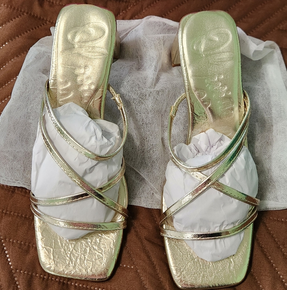 Olivia Miller Gold Strappy Sandals,  NEW